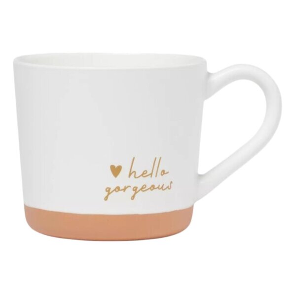 NWT! Threshold 2024 “Hello Gorgeous” White & Gold Mug – Stoneware I Chic I 15 oz - Picture 1 of 9